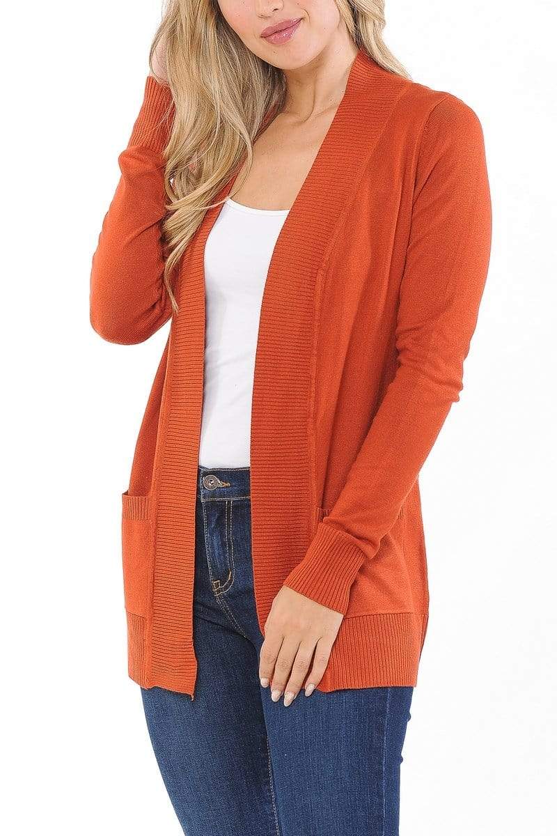 Auliné Collection Apparel Auliné Collection Women's Classic Casual Solid Open Front Sweater Knit Cardigan