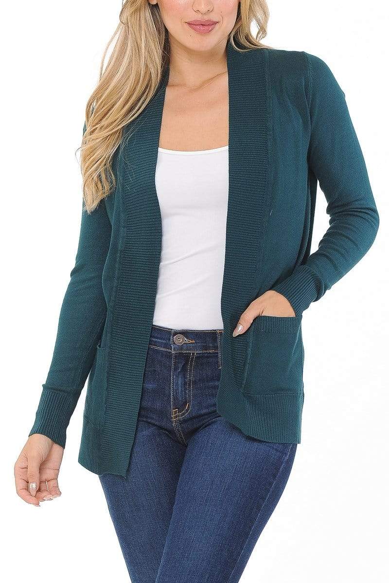 Auliné Collection Apparel Auliné Collection Women's Classic Casual Solid Open Front Sweater Knit Cardigan