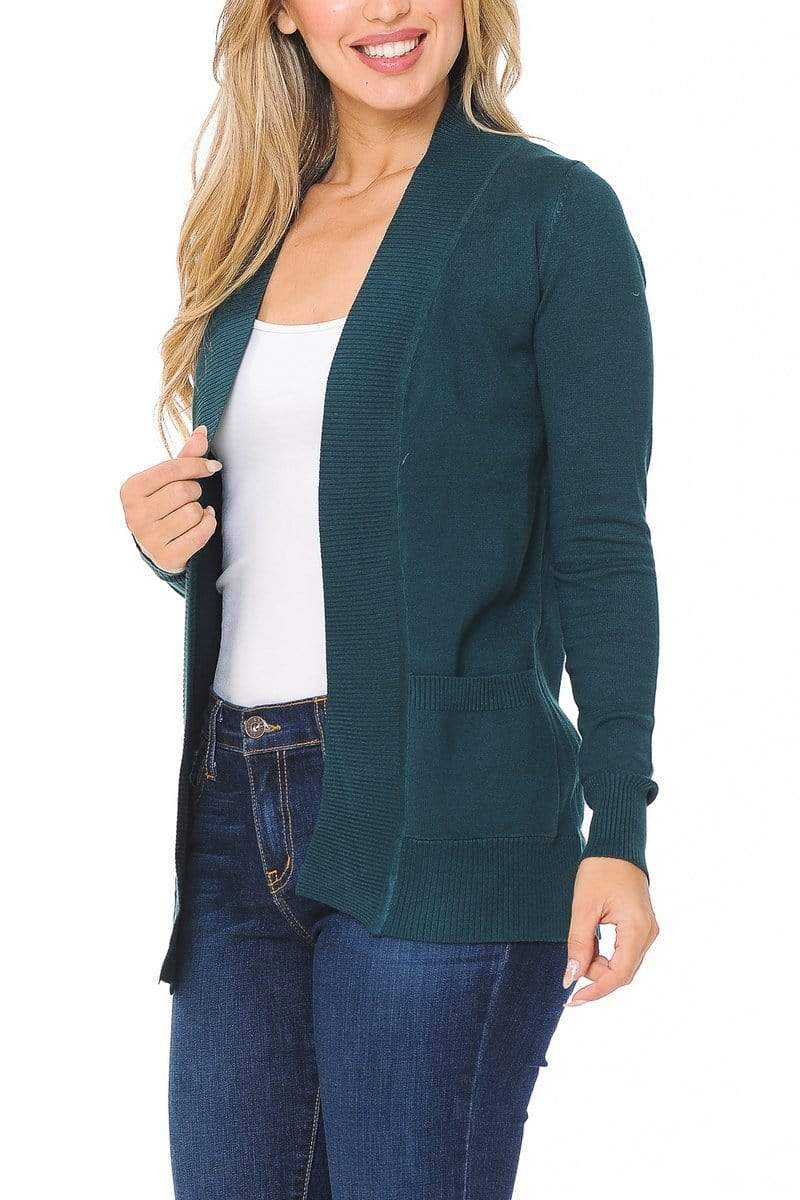 Auliné Collection Apparel Auliné Collection Women's Classic Casual Solid Open Front Sweater Knit Cardigan