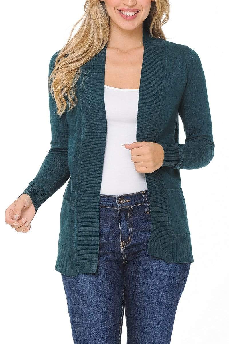 Auliné Collection Apparel Small / Teal Auliné Collection Women's Classic Casual Solid Open Front Sweater Knit Cardigan