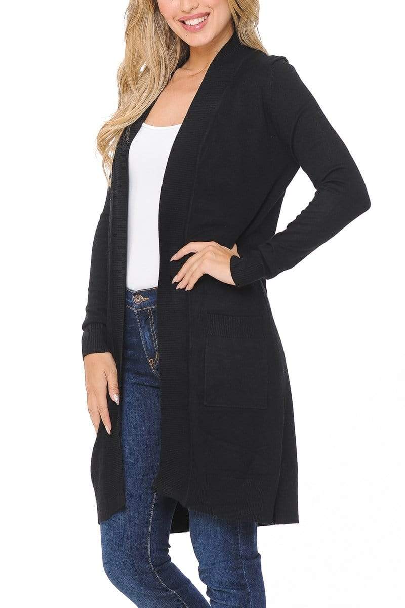 Auliné Collection Apparel Auliné Collection Women's Classic Casual Solid Open Front Sweater Knit Long Cardigan