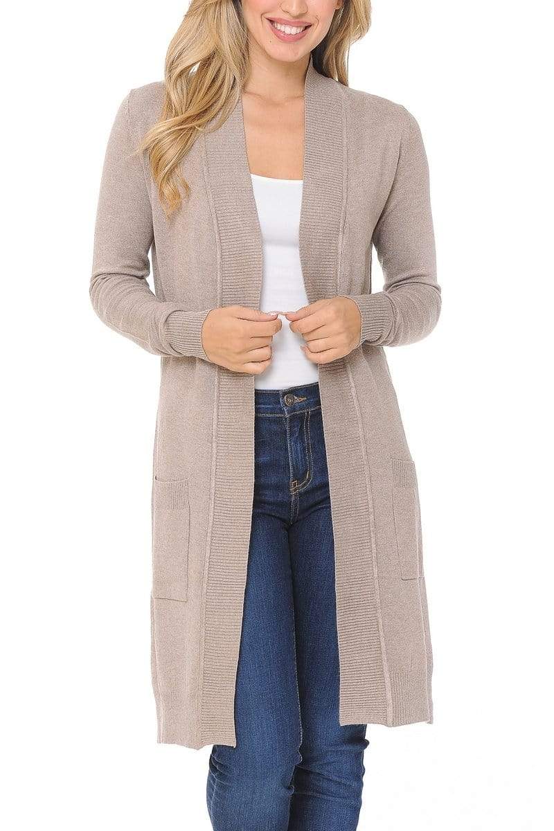 Auliné Collection Apparel Auliné Collection Women's Classic Casual Solid Open Front Sweater Knit Long Cardigan