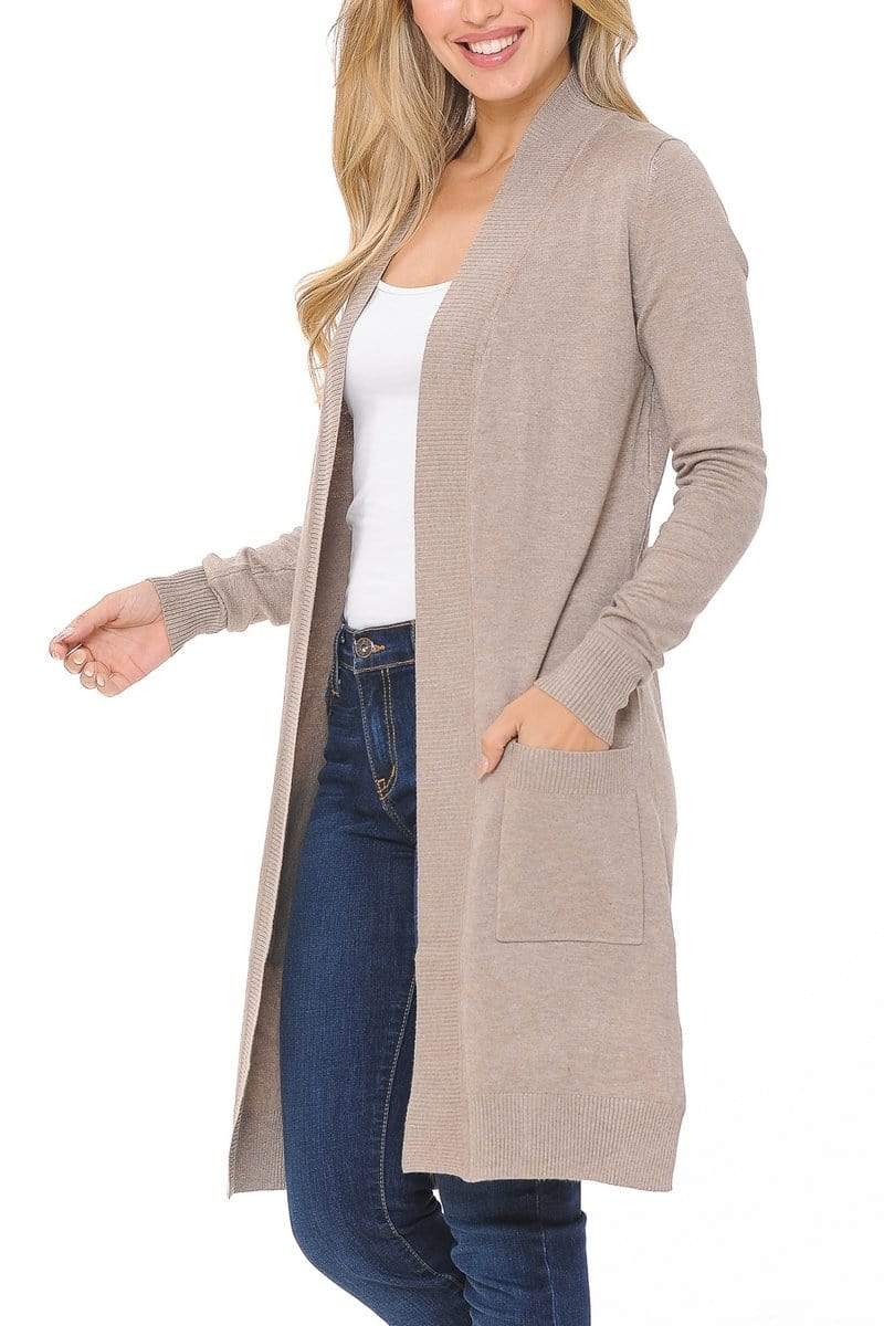 Auliné Collection Apparel Auliné Collection Women's Classic Casual Solid Open Front Sweater Knit Long Cardigan
