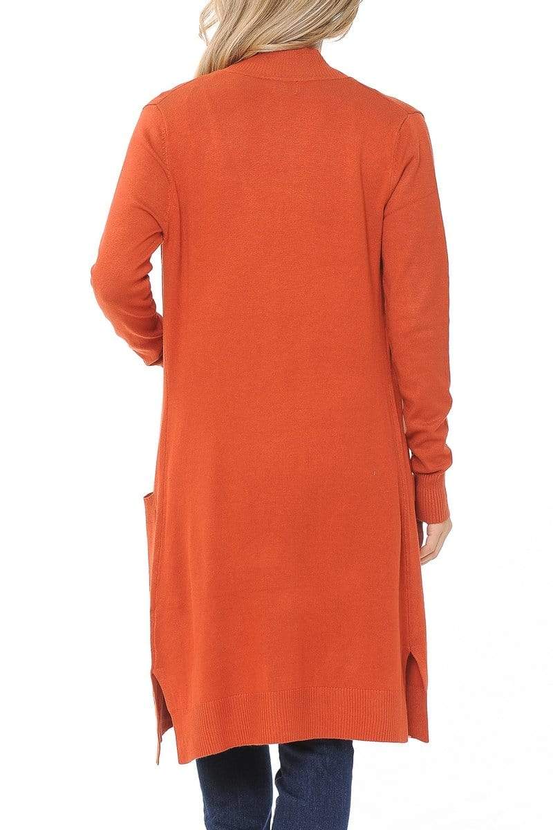 Auliné Collection Apparel Auliné Collection Women's Classic Casual Solid Open Front Sweater Knit Long Cardigan