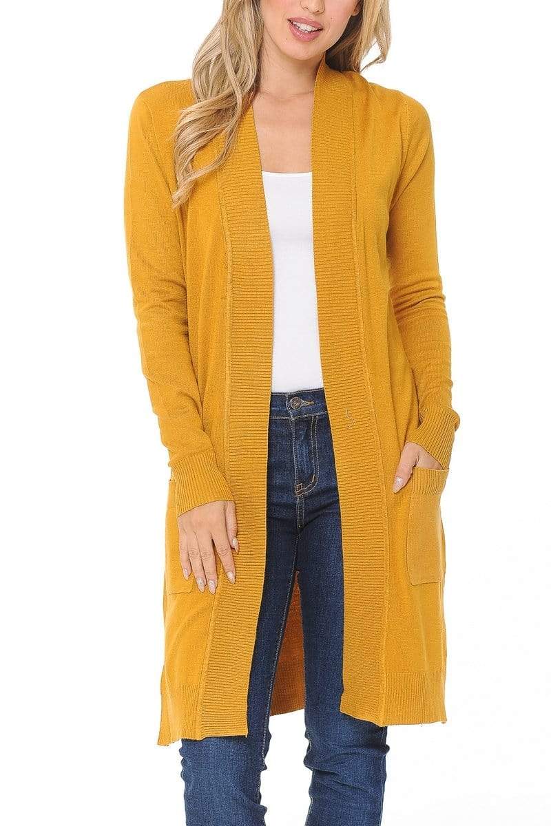 Auliné Collection Apparel Auliné Collection Women's Classic Casual Solid Open Front Sweater Knit Long Cardigan