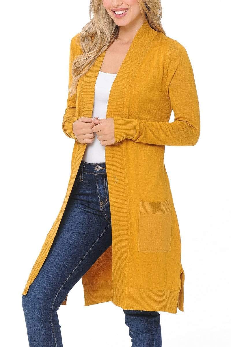 Auliné Collection Apparel Auliné Collection Women's Classic Casual Solid Open Front Sweater Knit Long Cardigan