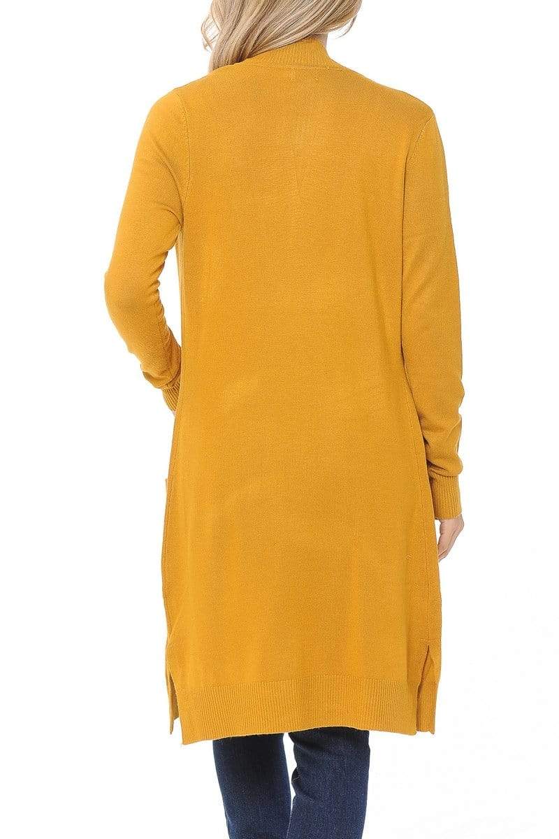 Auliné Collection Apparel Auliné Collection Women's Classic Casual Solid Open Front Sweater Knit Long Cardigan