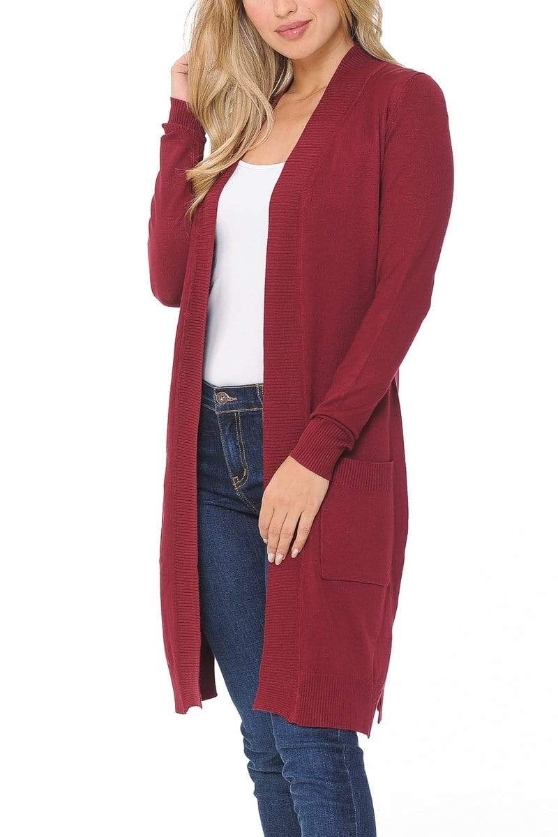 Auliné Collection Apparel Auliné Collection Women's Classic Casual Solid Open Front Sweater Knit Long Cardigan