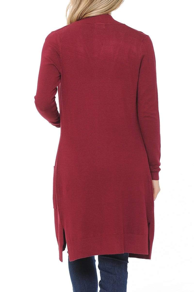 Auliné Collection Apparel Auliné Collection Women's Classic Casual Solid Open Front Sweater Knit Long Cardigan