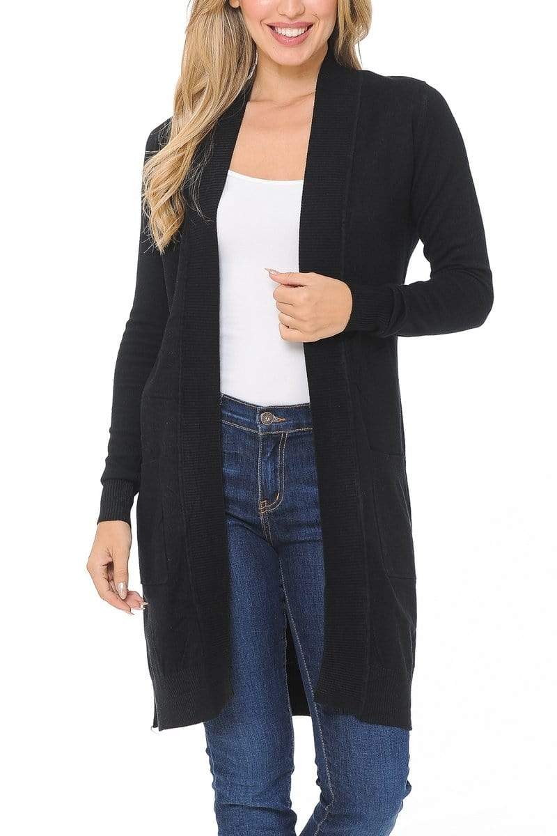 Auliné Collection Apparel Auliné Collection Women's Classic Casual Solid Open Front Sweater Knit Long Cardigan