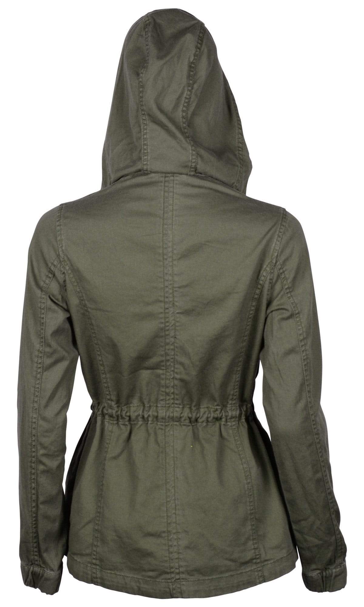 Auliné Collection Apparel Auliné Collection Women's Premium Vintage Wash Lightweight Military Fashion Twill Hoodie Jacket