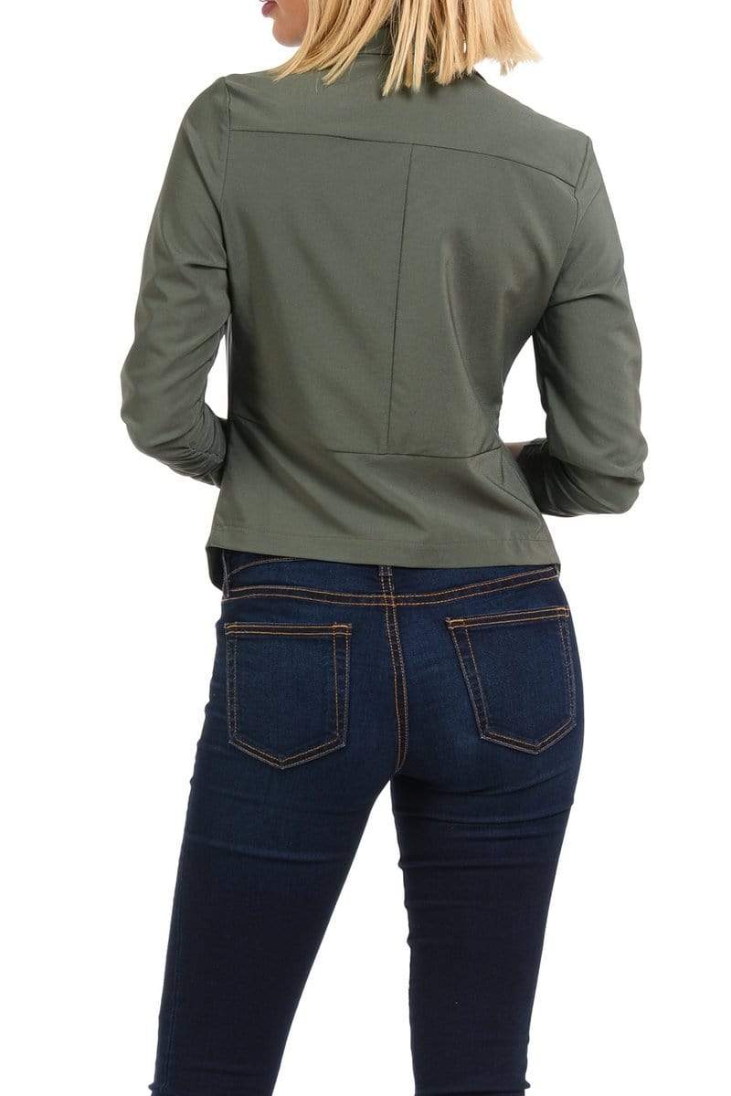 Auliné Collection Apparel Auliné Collection Womens Casual Lightweight 3/4 Sleeve Fitted Open Blazer Plus Size