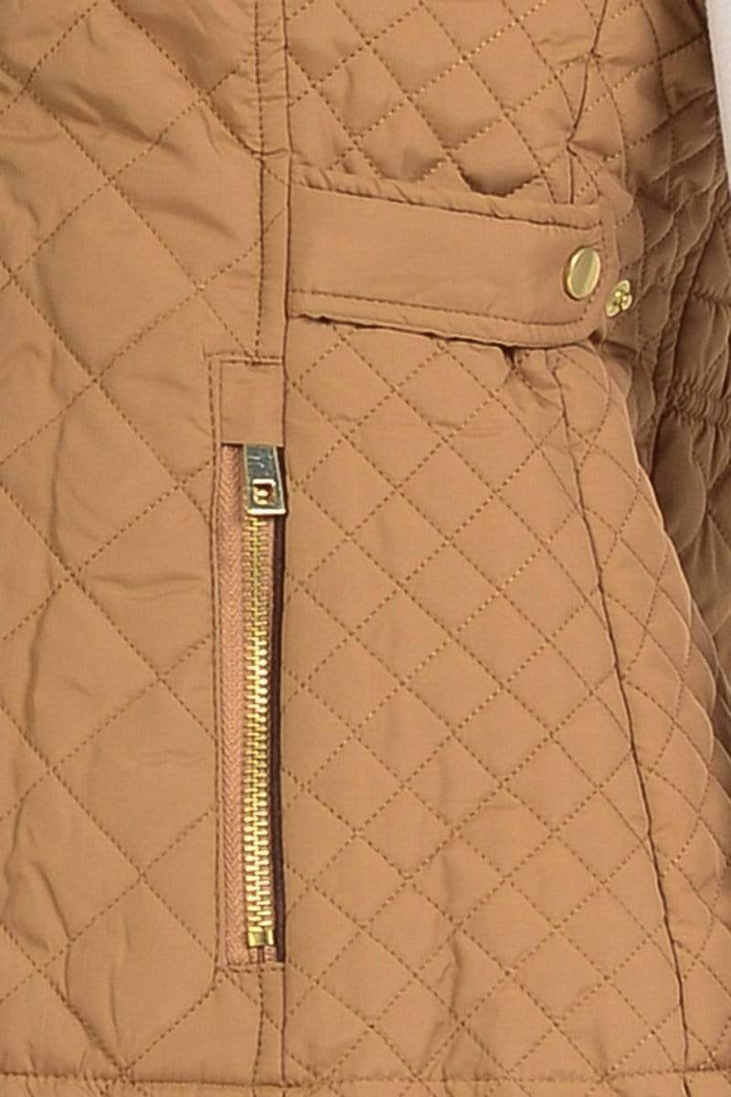 Auliné Collection Apparel Auliné Collection Womens Quilted Zip Up Lightweight Fur Hooded Padding Vest