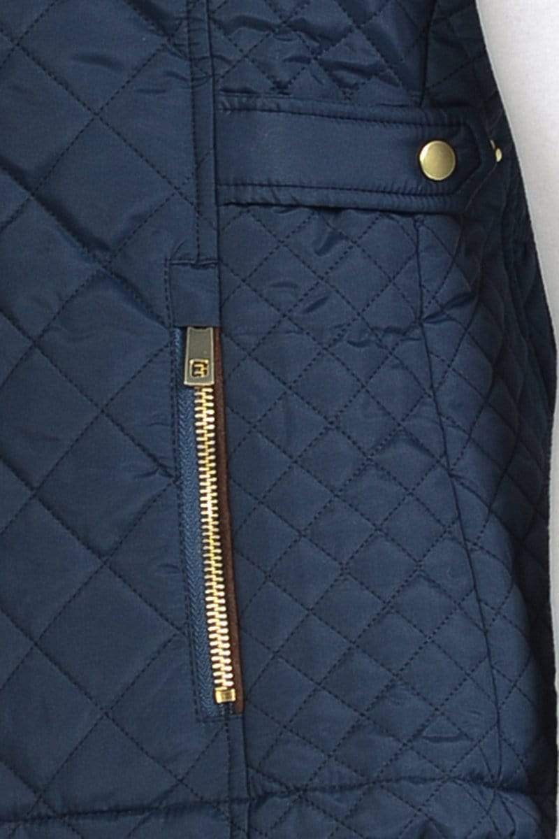 Auliné Collection Apparel Auliné Collection Womens Quilted Zip Up Lightweight Fur Hooded Padding Vest