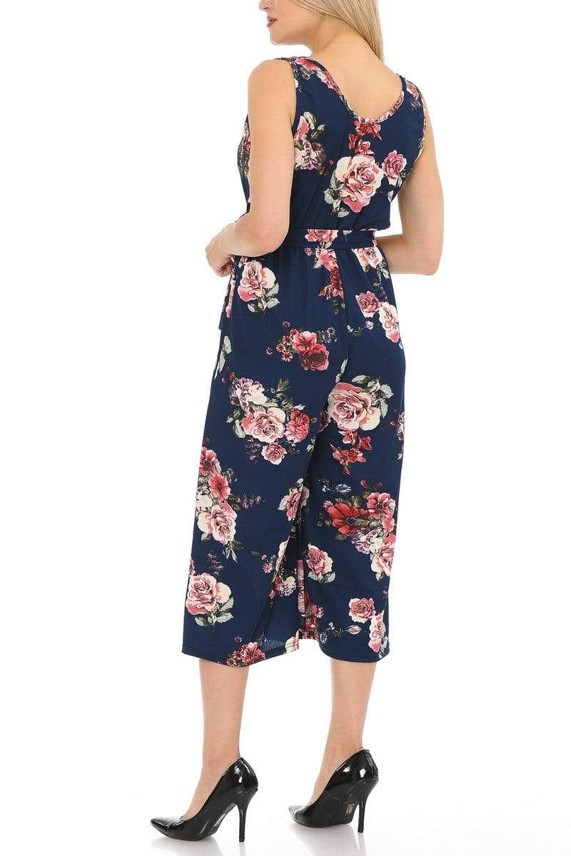 Auliné Collection Apparel Auliné Collection Womens Sleeveless Culotte Capri Wide Leg Romper Jumpsuit