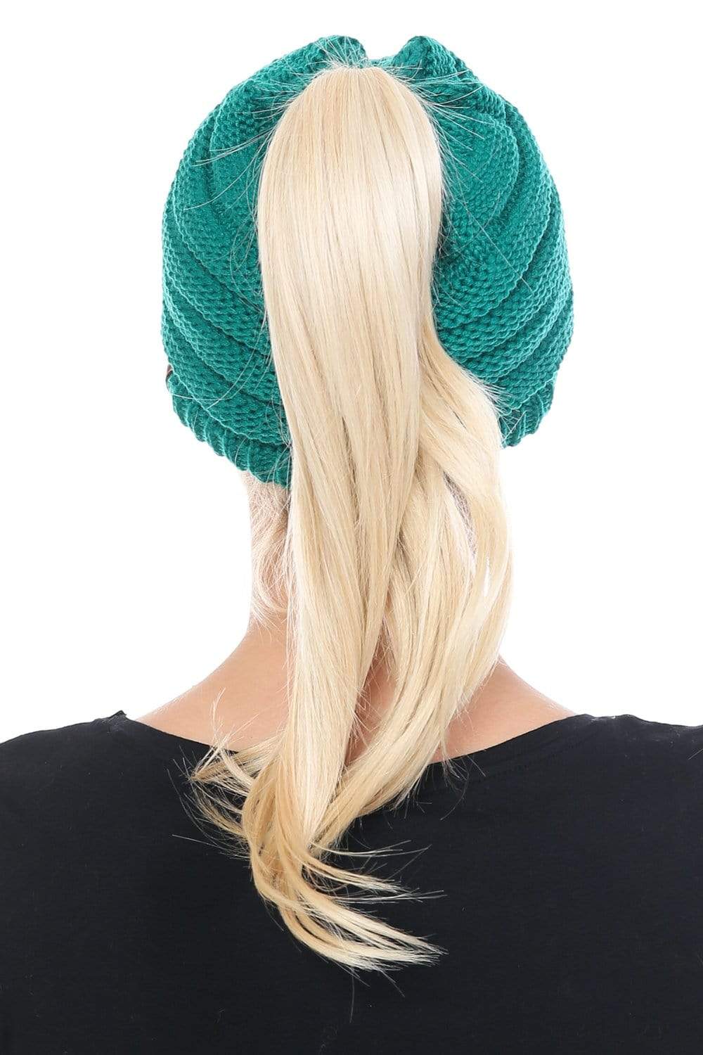C.C Apparel C.C BeanieTail Warm Knit Messy High Bun Ponytail Visor Beanie Cap