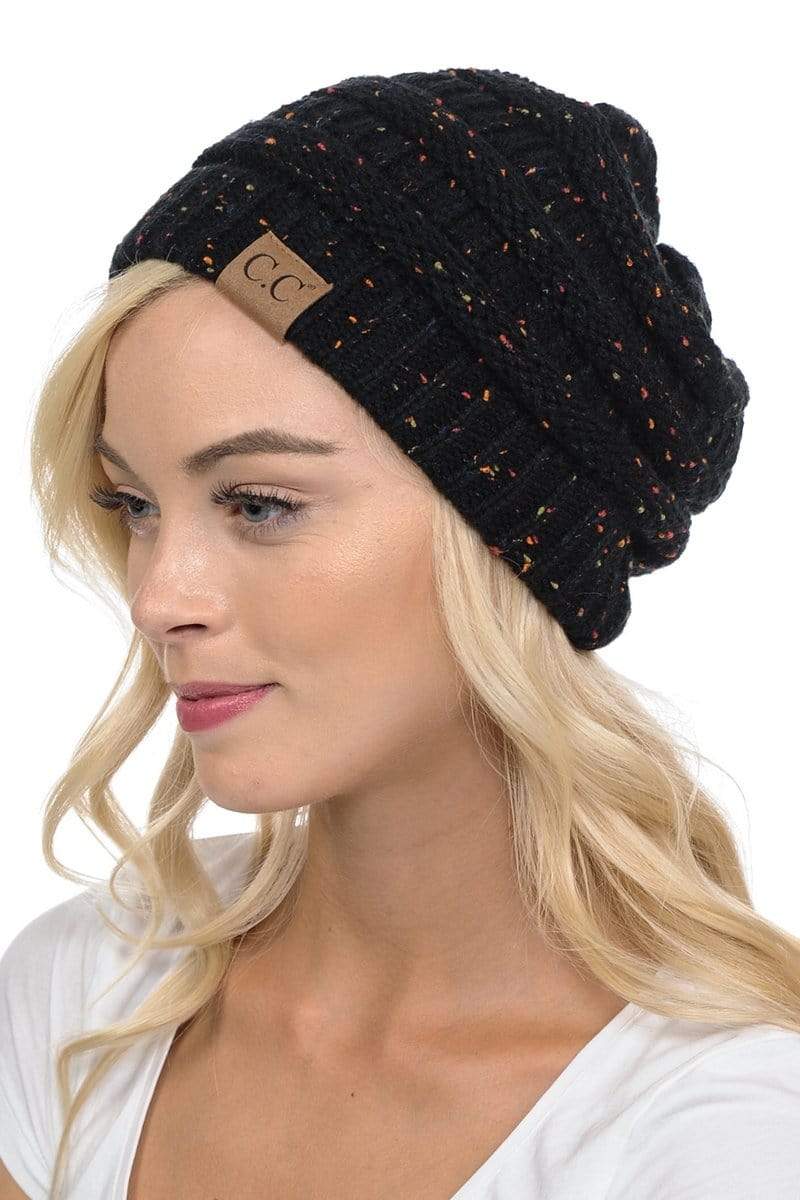 C.C Apparel C.C Hat 33 - Slouchy Thick Warm Cap Hat Skully Confetti Cable Knit Beanie