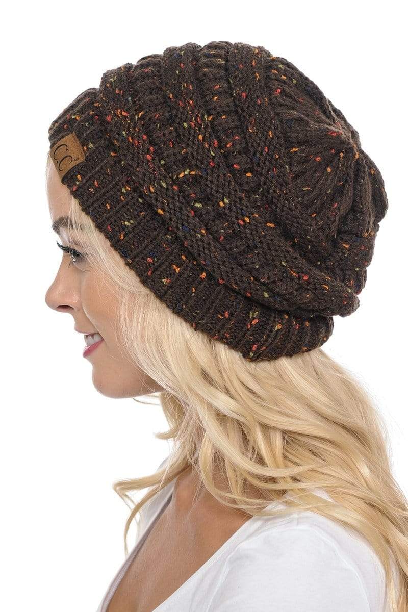 C.C Apparel C.C Hat 33 - Slouchy Thick Warm Cap Hat Skully Confetti Cable Knit Beanie