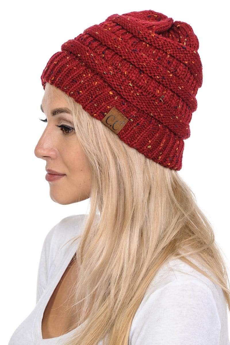 C.C Apparel C.C Hat 33 - Slouchy Thick Warm Cap Hat Skully Confetti Cable Knit Beanie