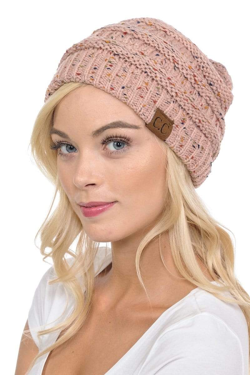 C.C Apparel C.C Hat 33 - Slouchy Thick Warm Cap Hat Skully Confetti Cable Knit Beanie