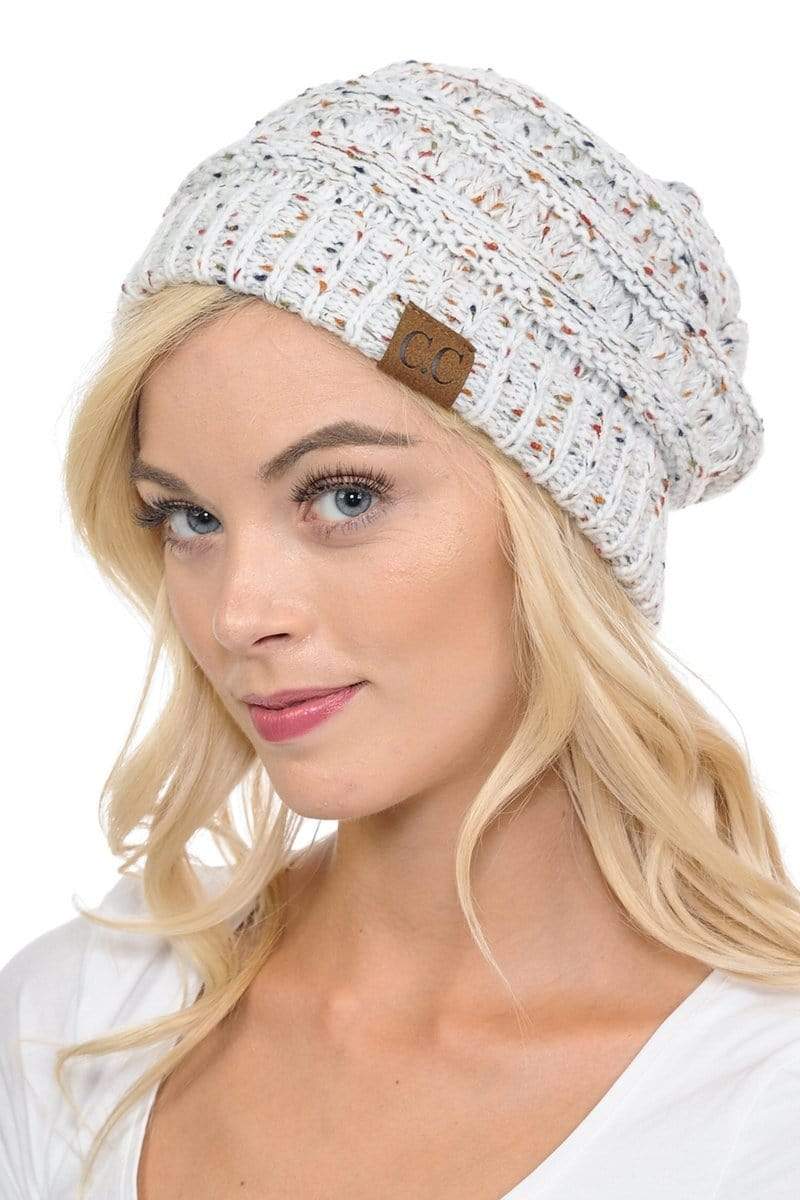 C.C Apparel C.C Hat 33 - Slouchy Thick Warm Cap Hat Skully Confetti Cable Knit Beanie