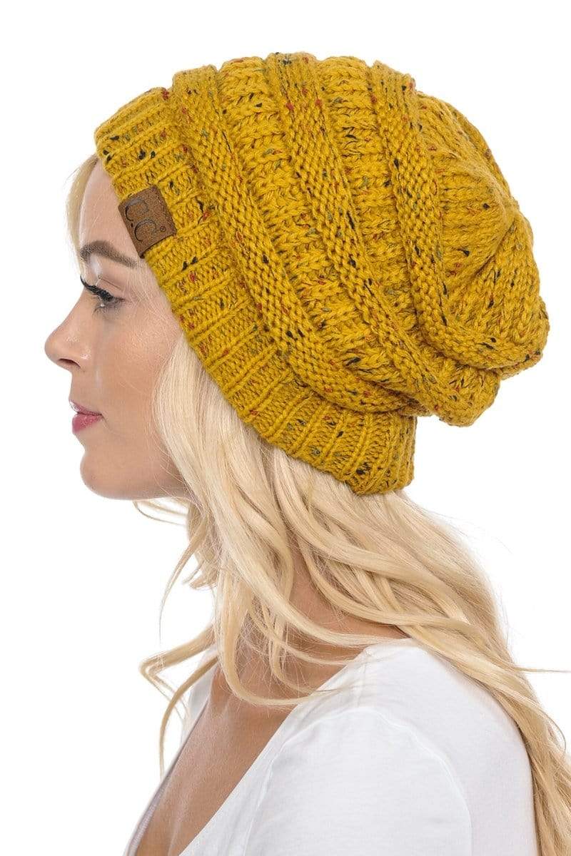 C.C Apparel C.C Hat 33 - Slouchy Thick Warm Cap Hat Skully Confetti Cable Knit Beanie