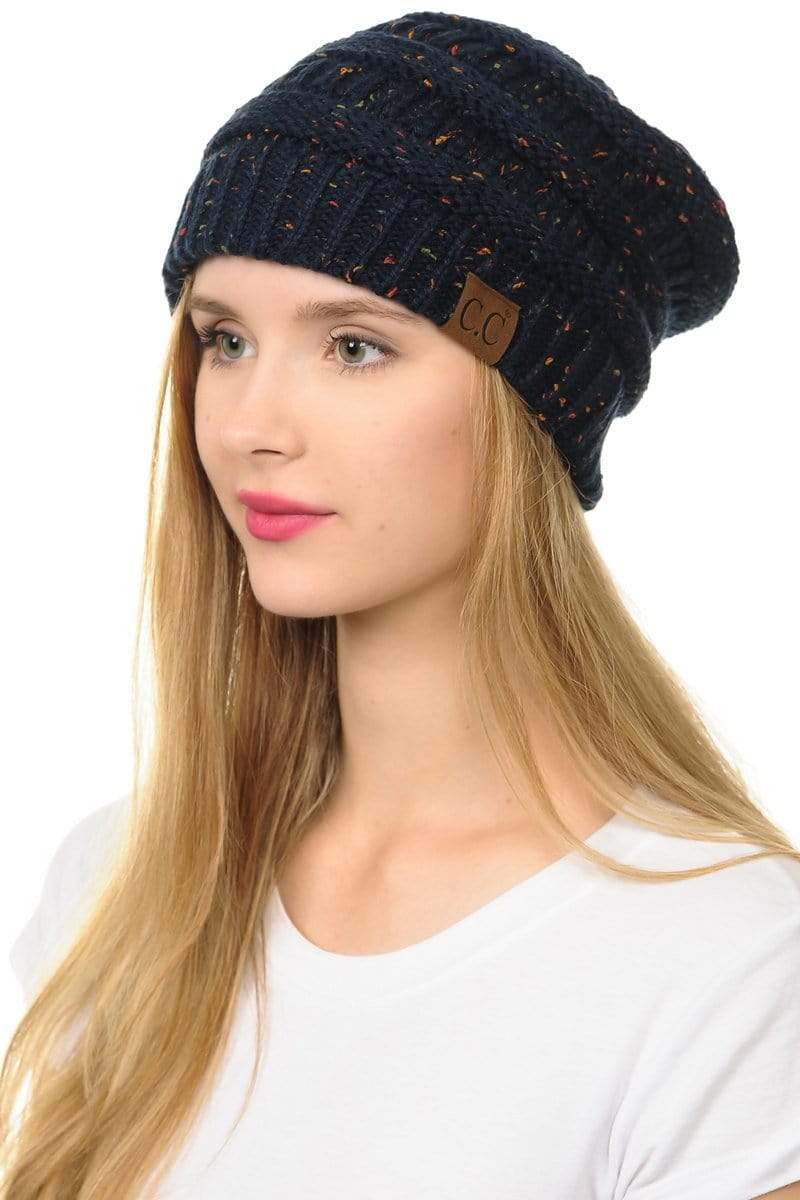 C.C Apparel C.C Hat 33 - Slouchy Thick Warm Cap Hat Skully Confetti Cable Knit Beanie