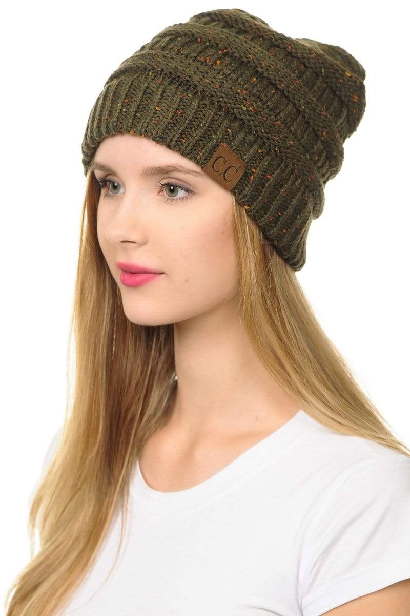 C.C Apparel C.C Hat 33 - Slouchy Thick Warm Cap Hat Skully Confetti Cable Knit Beanie