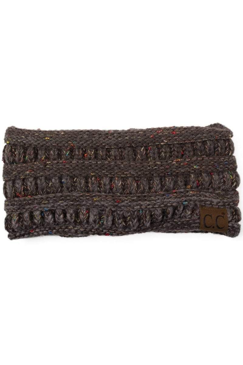 C.C Apparel Ombre Brown C.C Soft Stretch Winter Warm Cable Knit Fuzzy Lined Confetti Ombre Ear Warmer Headband