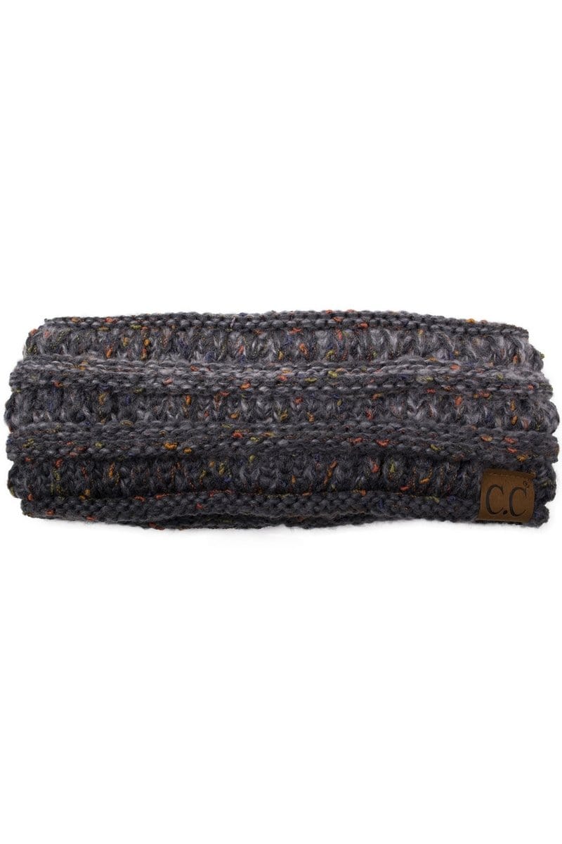 C.C Apparel Ombre Dk Melange Grey C.C Soft Stretch Winter Warm Cable Knit Fuzzy Lined Confetti Ombre Ear Warmer Headband