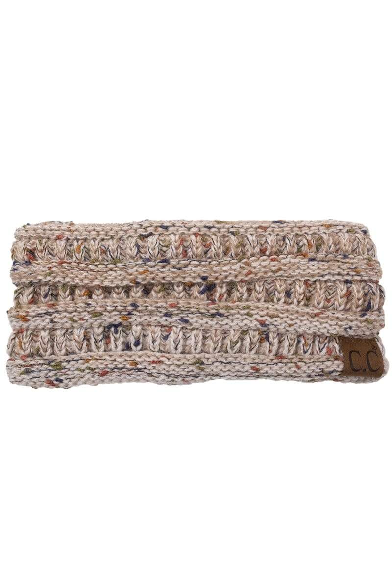 C.C Apparel Ombre Oatmeal C.C Soft Stretch Winter Warm Cable Knit Fuzzy Lined Confetti Ombre Ear Warmer Headband