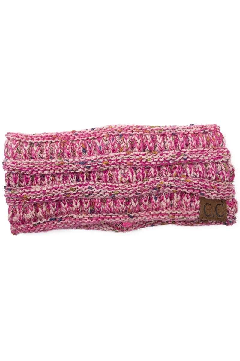 C.C Apparel Ombre Rose C.C Soft Stretch Winter Warm Cable Knit Fuzzy Lined Confetti Ombre Ear Warmer Headband