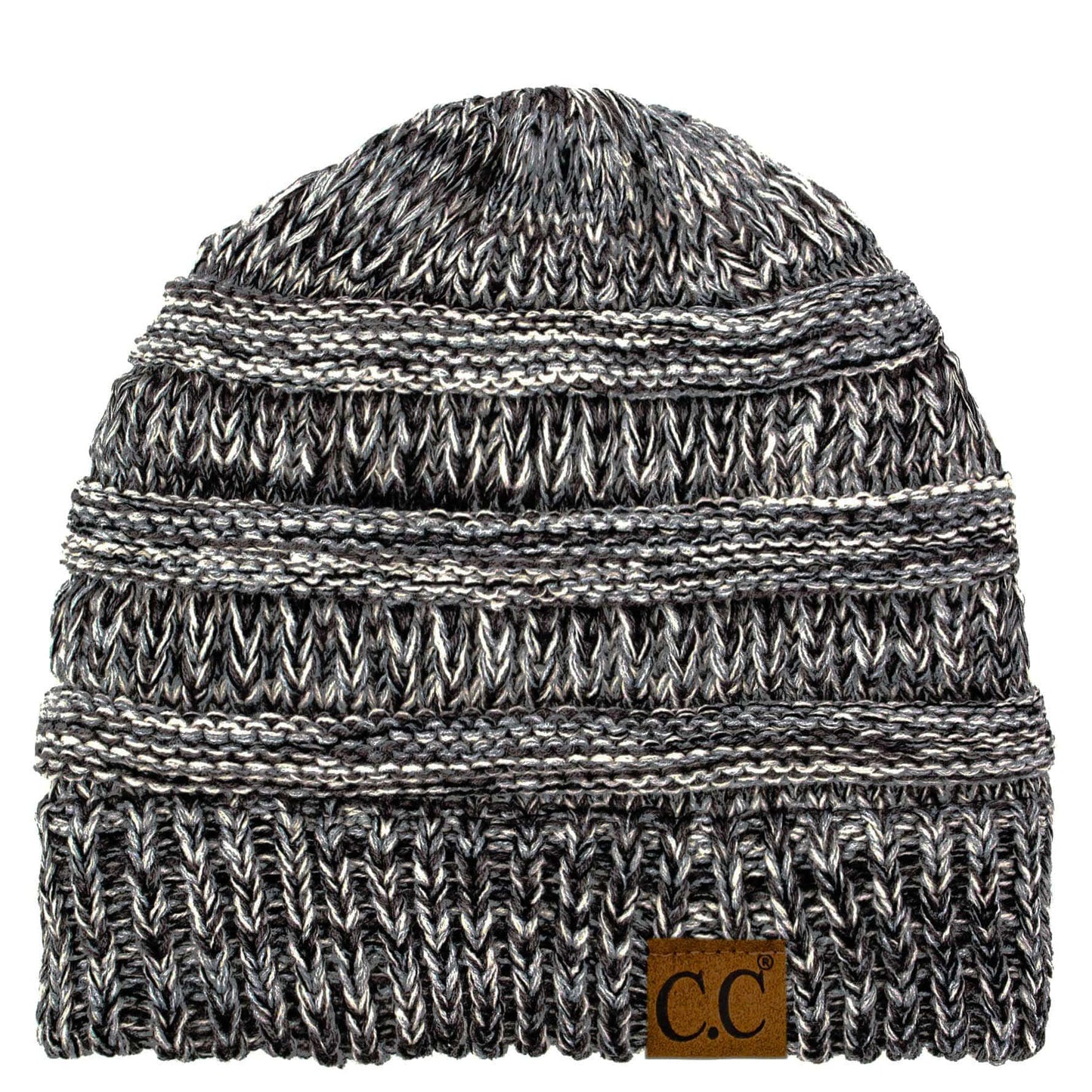 C.C Apparel Three Tone Grey C.C Trendy Warm Chunky Soft Stretch Three-Toned Cable Knit Beanie Skully