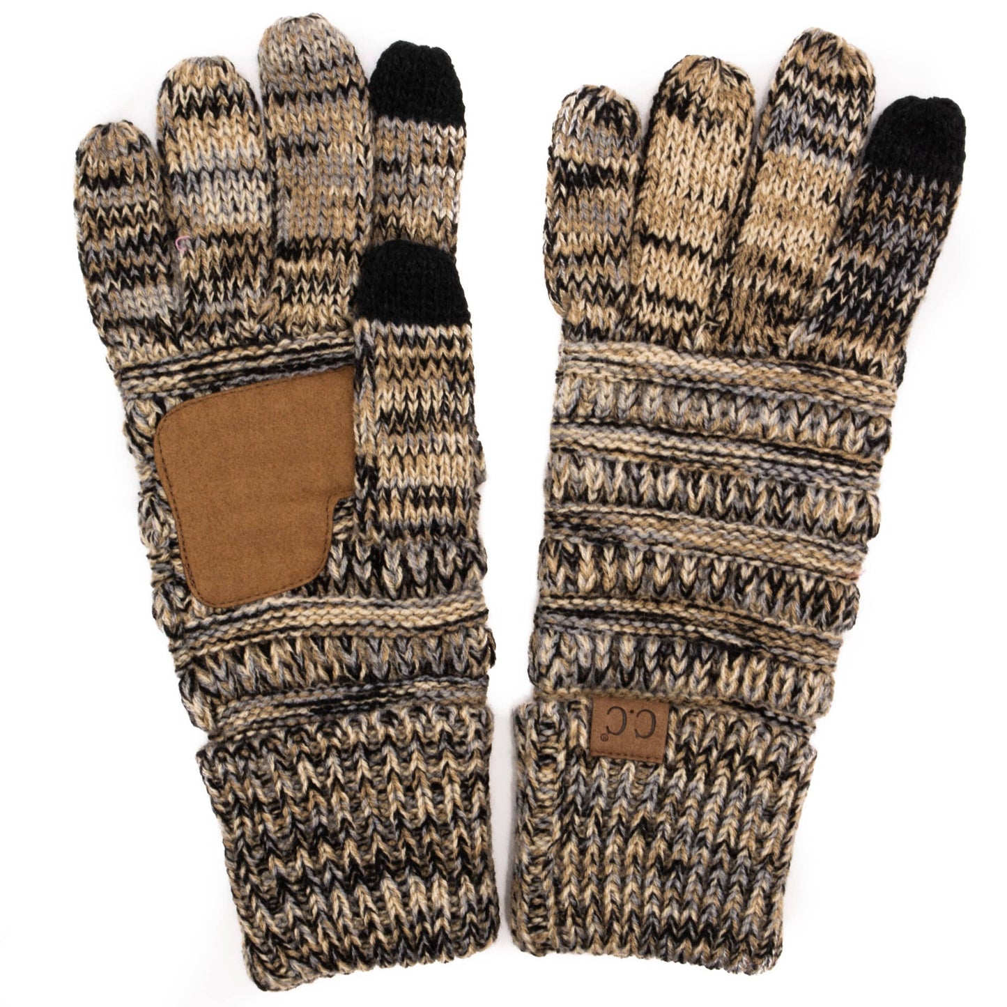 C.C Apparel C.C Unisex Cable Knit Winter Warm Anti-Slip Three-Toned Touchscreen Texting Gloves