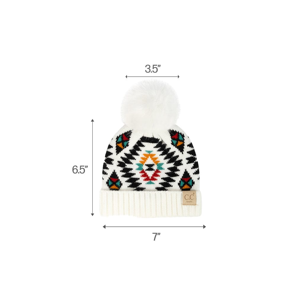 C.C Apparel C.C Aztec Soft Faux Fur Pom Matching Mommy & Baby Beanie Set