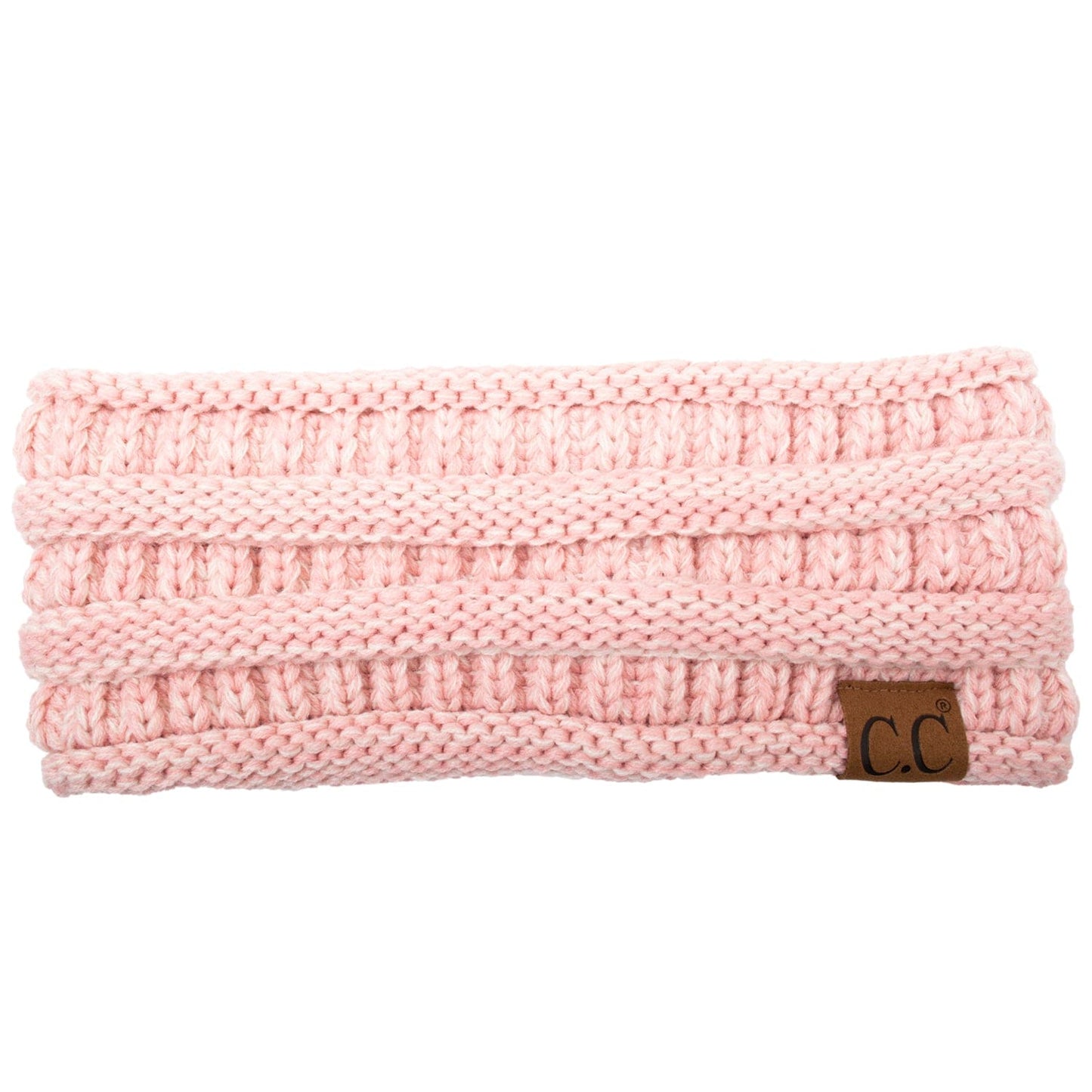 C.C Apparel #2-1 (Light Pink Beige) C.C Soft Stretch Winter Warm Cable Knit Fuzzy Lined Ear Warmer Headband for Women Head Wrap