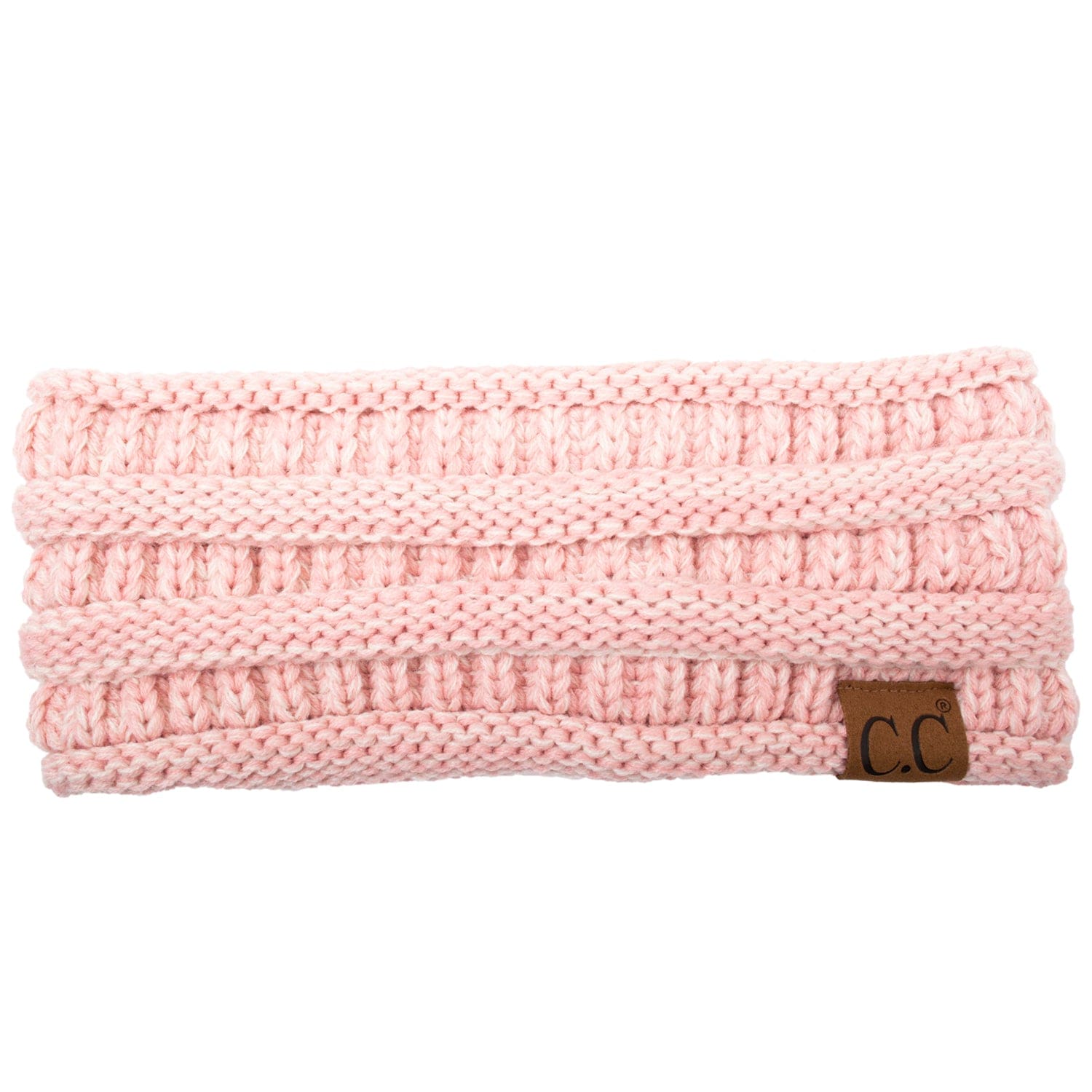 C.C Apparel #2-1 (Light Pink Beige) C.C Soft Stretch Winter Warm Cable Knit Fuzzy Lined Ear Warmer Headband for Women Head Wrap