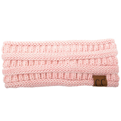 C.C Apparel #2-1 (Light Pink Beige) C.C Soft Stretch Winter Warm Cable Knit Fuzzy Lined Ear Warmer Headband for Women Head Wrap