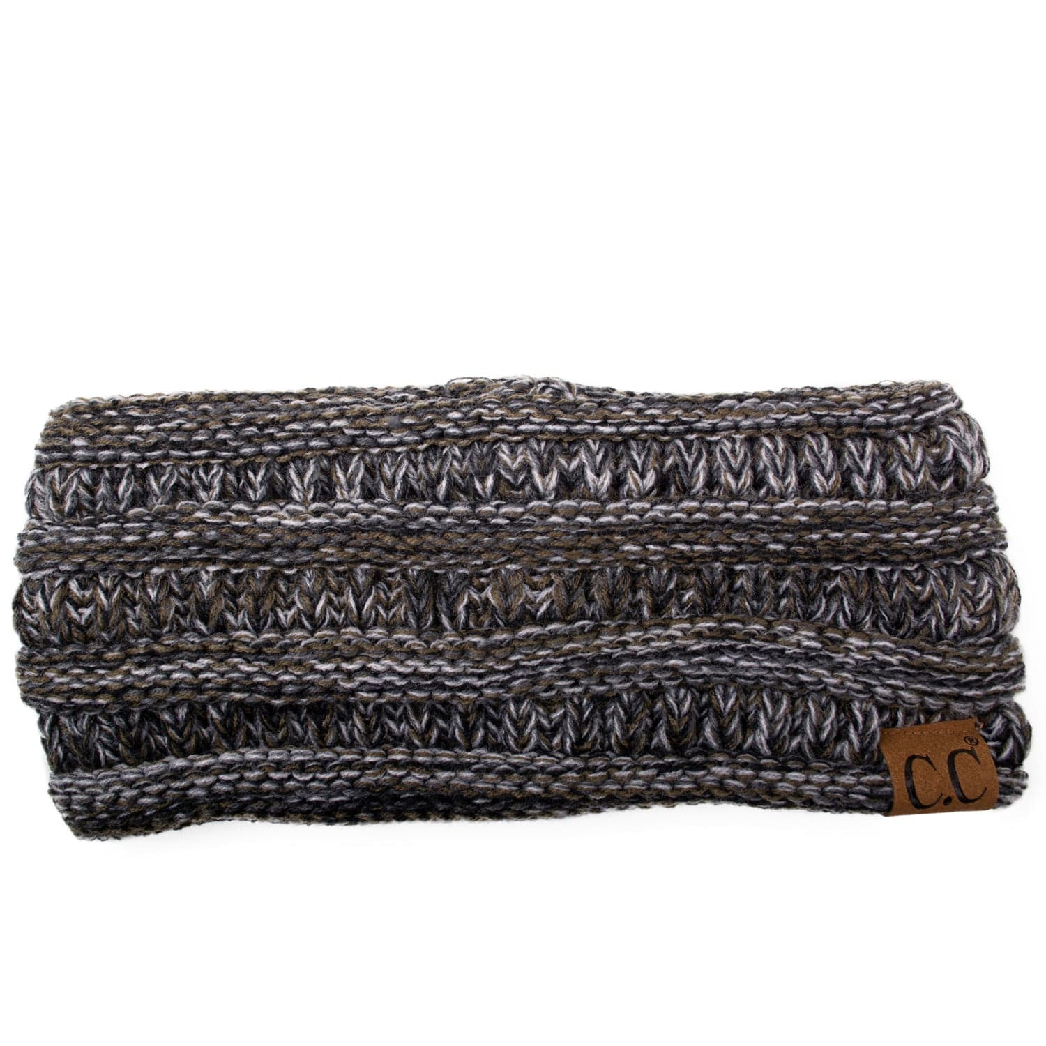 C.C Apparel #22 (Black Olive Grey) C.C Soft Stretch Winter Warm Cable Knit Fuzzy Lined Ear Warmer Headband for Women Head Wrap
