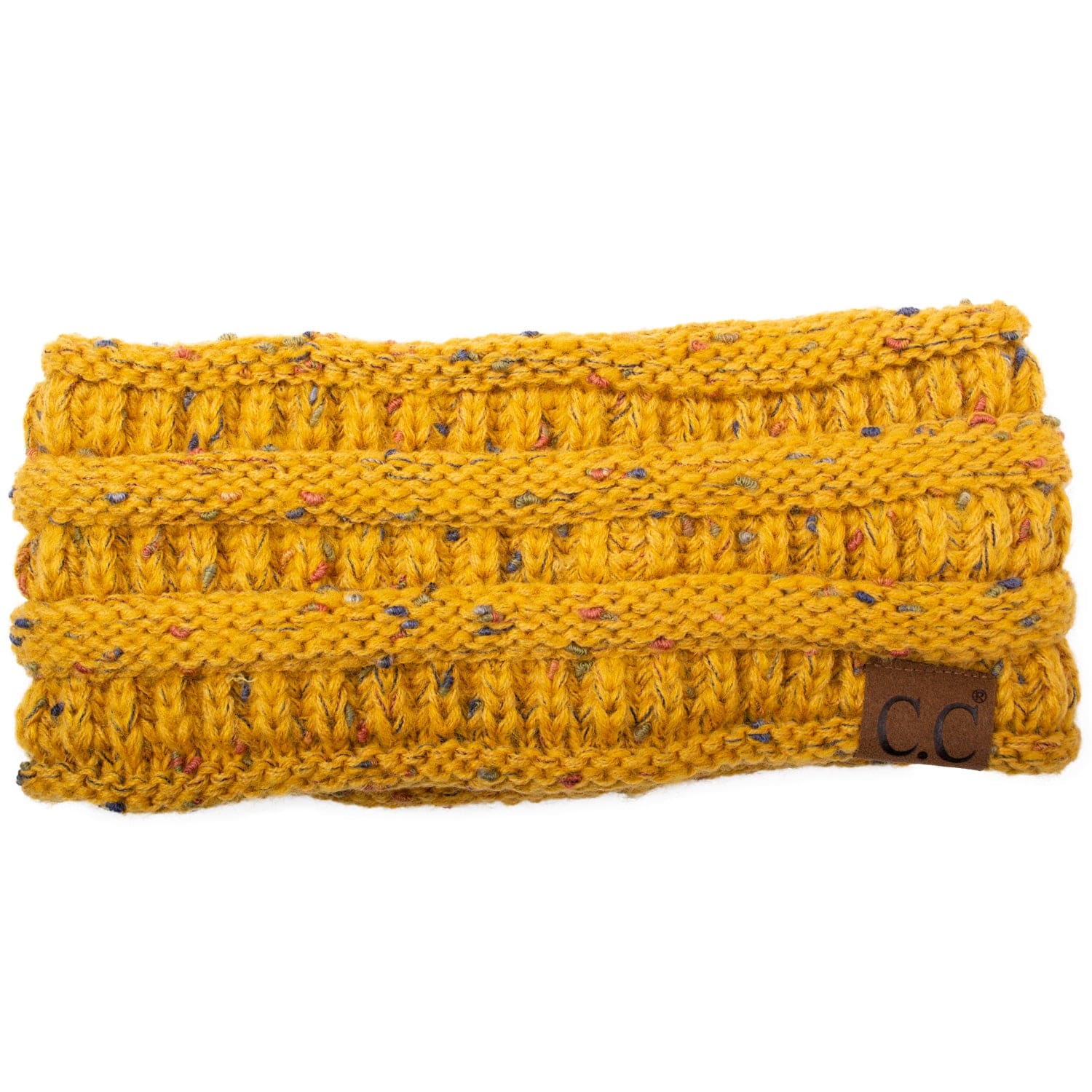 C.C Apparel Confetti Mustard C.C Soft Stretch Winter Warm Cable Knit Fuzzy Lined Ear Warmer Headband for Women Head Wrap
