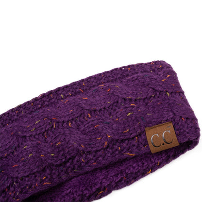 C.C Apparel Confetti Purple C.C Soft Stretch Winter Warm Cable Knit Fuzzy Lined Ear Warmer Headband for Women Head Wrap