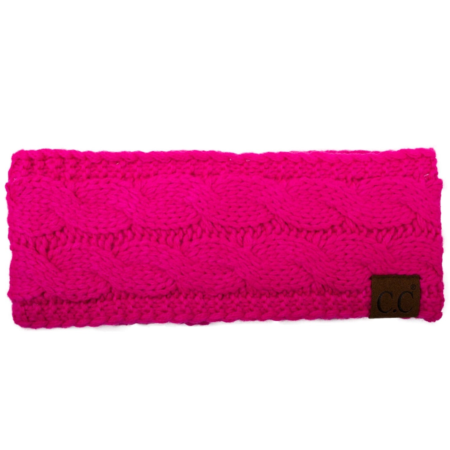 C.C Apparel Neon Hot Pink C.C Soft Stretch Winter Warm Cable Knit Fuzzy Lined Ear Warmer Headband for Women Head Wrap