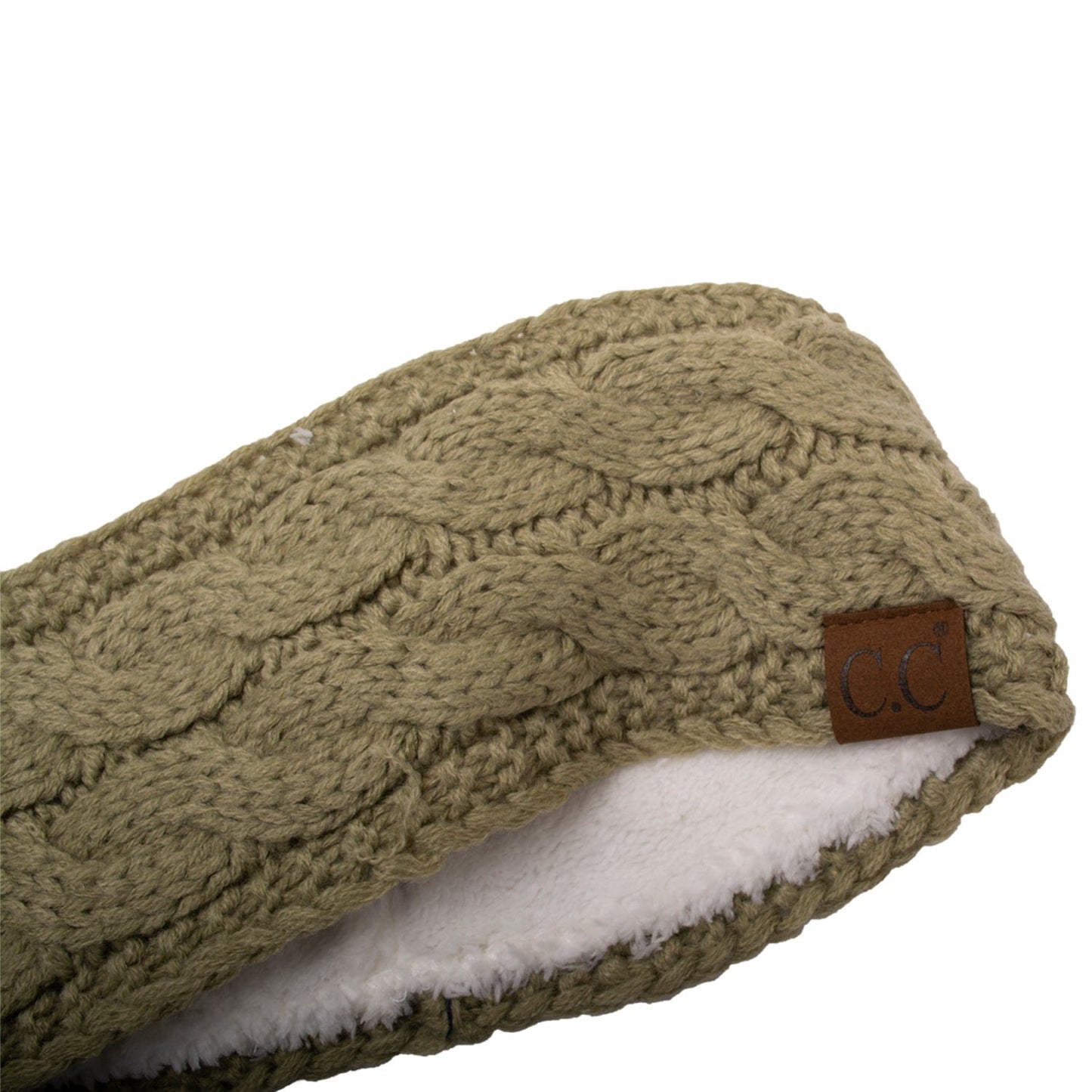 C.C Apparel New Sage C.C Soft Stretch Winter Warm Cable Knit Fuzzy Lined Ear Warmer Headband for Women Head Wrap