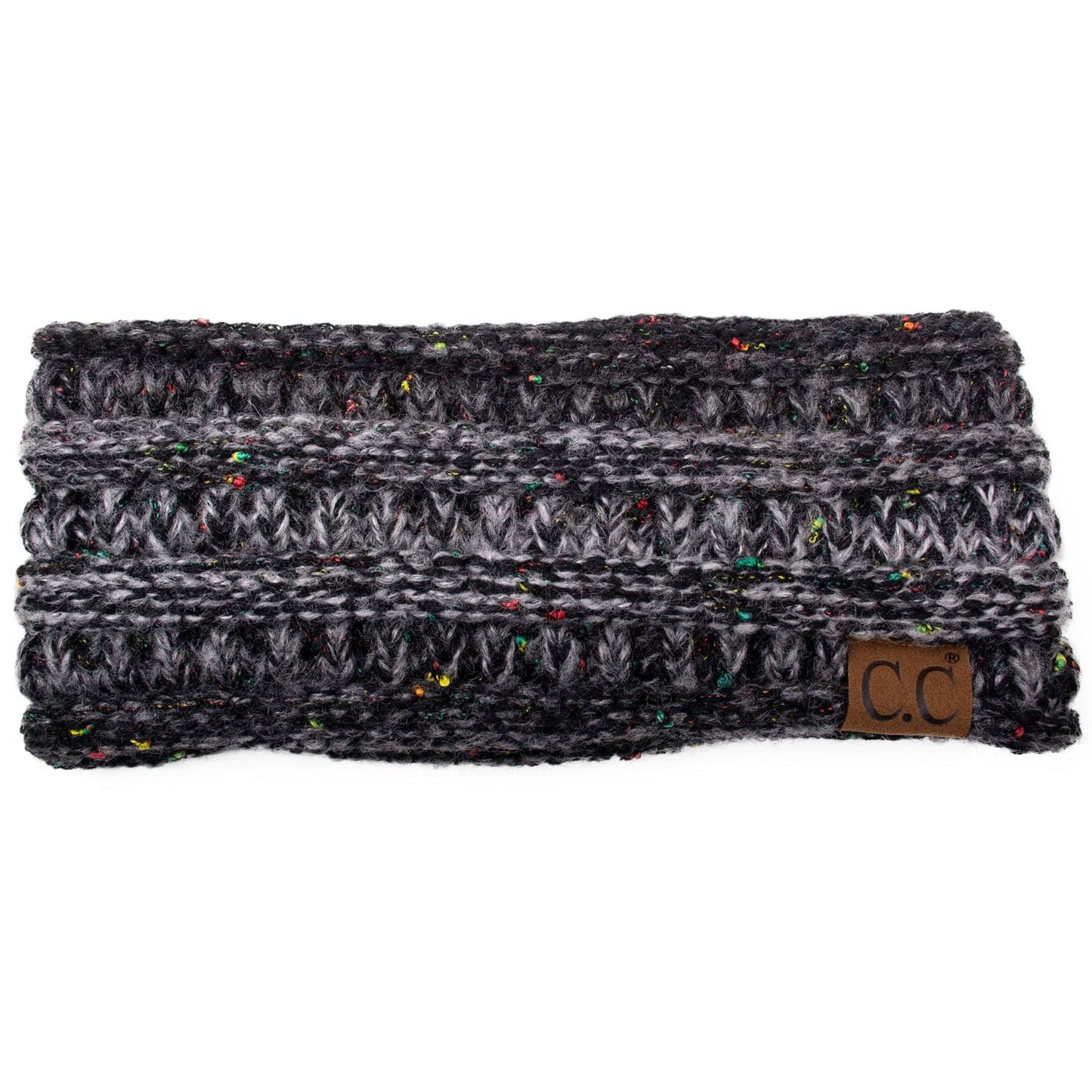 C.C Apparel Ombre Black C.C Soft Stretch Winter Warm Cable Knit Fuzzy Lined Ear Warmer Headband for Women Head Wrap