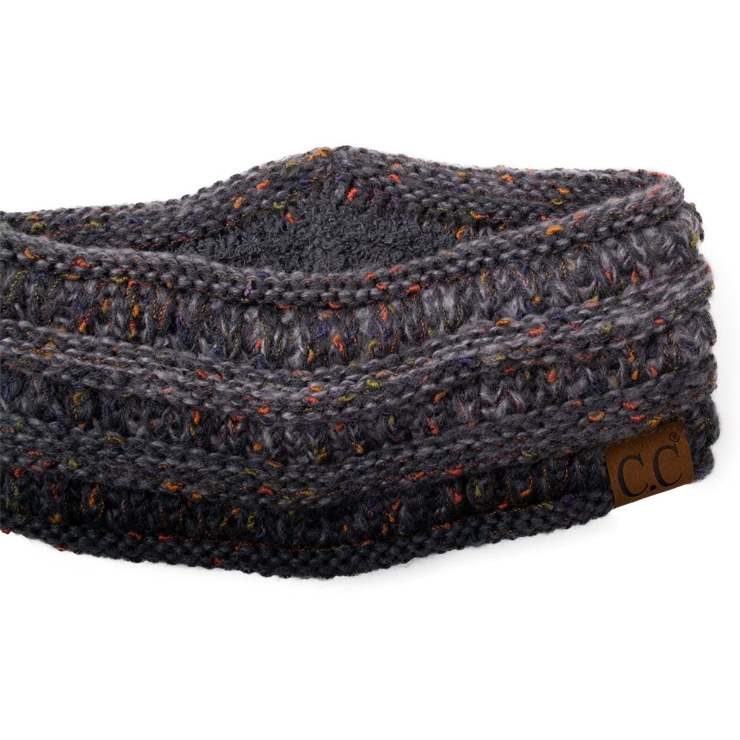 C.C Apparel Ombre Dark Melange C.C Soft Stretch Winter Warm Cable Knit Fuzzy Lined Ear Warmer Headband for Women Head Wrap