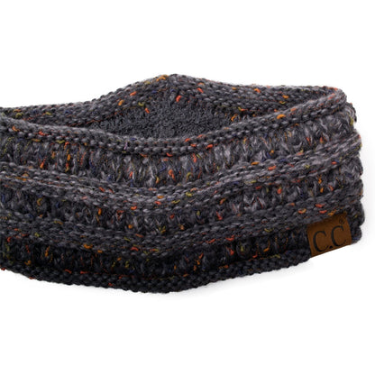 C.C Apparel Ombre Dark Melange C.C Soft Stretch Winter Warm Cable Knit Fuzzy Lined Ear Warmer Headband for Women Head Wrap