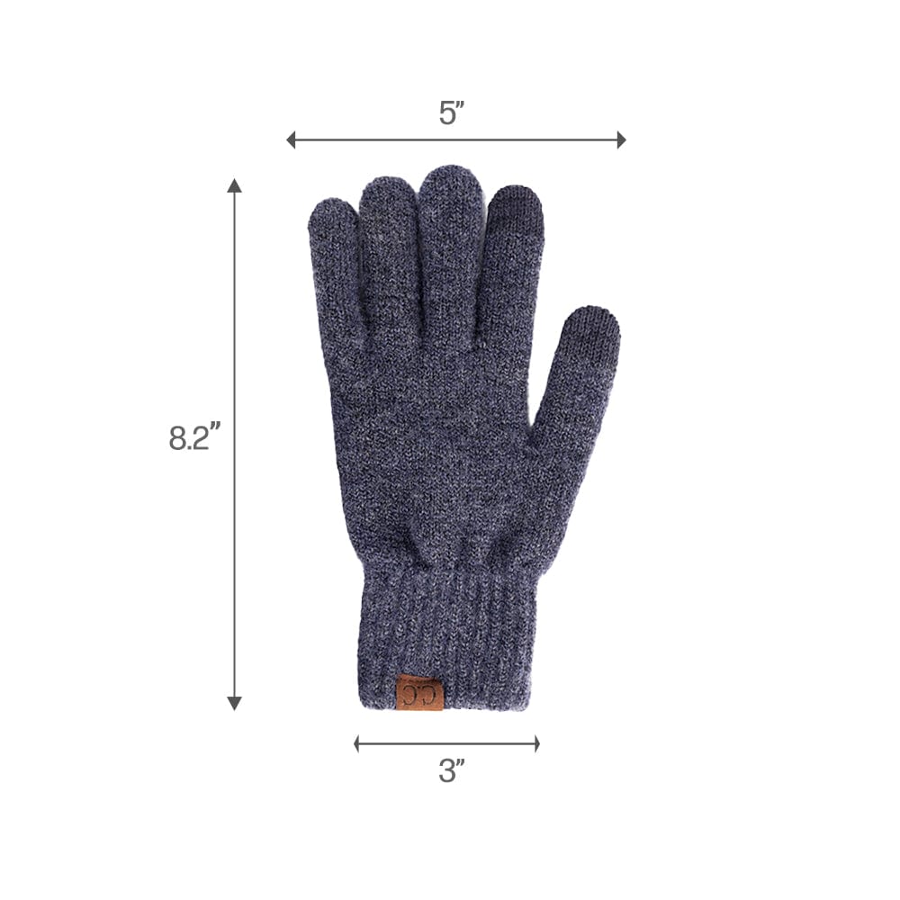 C.C Apparel C.C Unisex Eco Classic Cuff Skull Cap Winter Knit Beanie & Touchscreen Glove Set