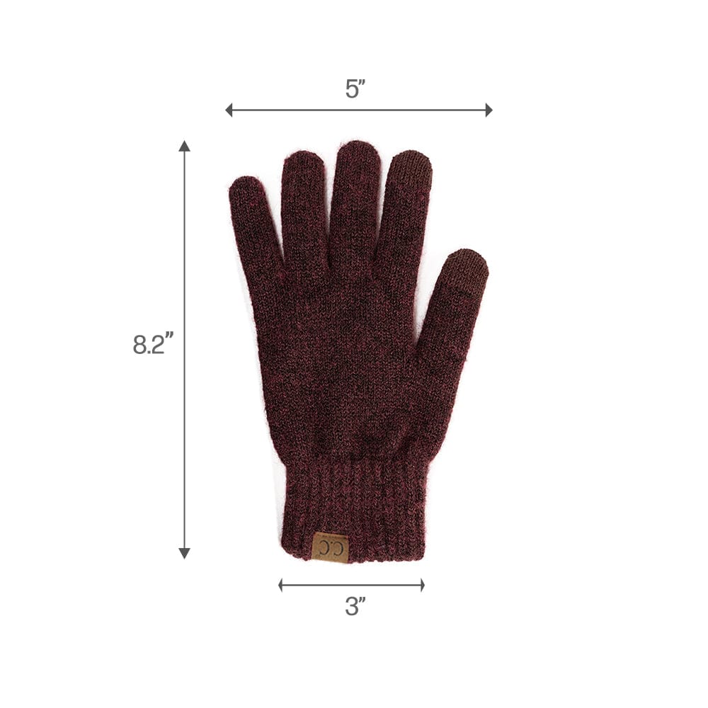 C.C Apparel C.C Unisex Eco Classic Cuff Skull Cap Winter Knit Beanie & Touchscreen Glove Set