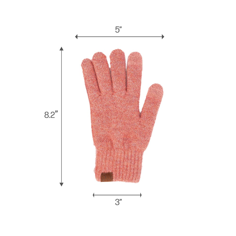 C.C Apparel C.C Unisex Eco Classic Cuff Skull Cap Winter Knit Beanie & Touchscreen Glove Set