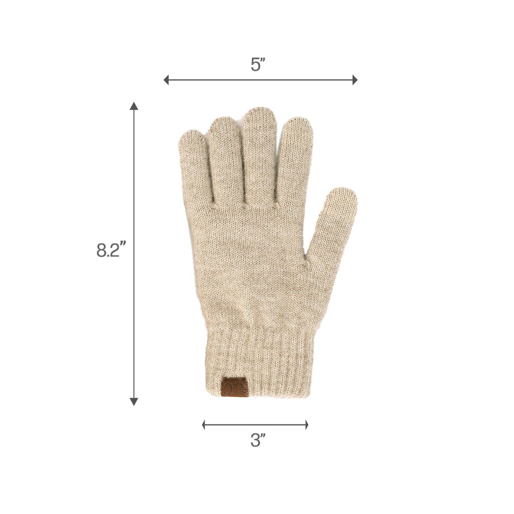 C.C Apparel C.C Unisex Eco Classic Cuff Skull Cap Winter Knit Beanie & Touchscreen Glove Set